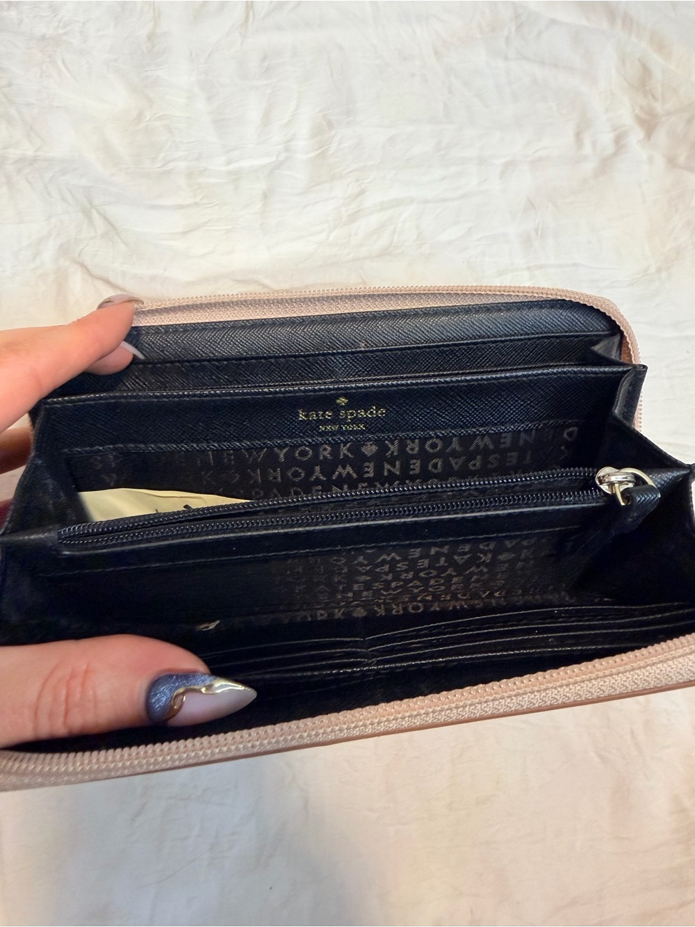 kate spade glitter wallet in rose gold sparkle - Picture 7 of 7
